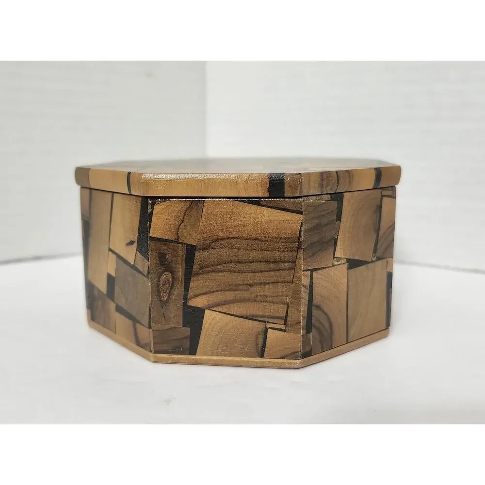 Vintage Richard Gross MCM Marquetry Octagon Wood Trinket Jewelry Box